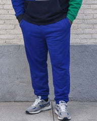 Large Size Men's Autumn And Winter Warm Contrast Stitching Blue Printed Hoodie Sweatpants Set