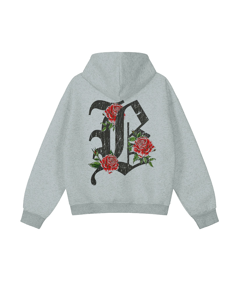 Cotton-Front And Back Gothic Letter Printed Men's Loose Oversized Hoodie