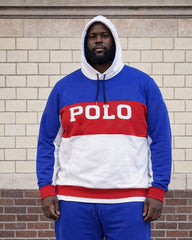 Large Size Men's Autumn And Winter Warm Contrast Color Stitching Large Logo Letter Printed Hoodie Sweatpants Set