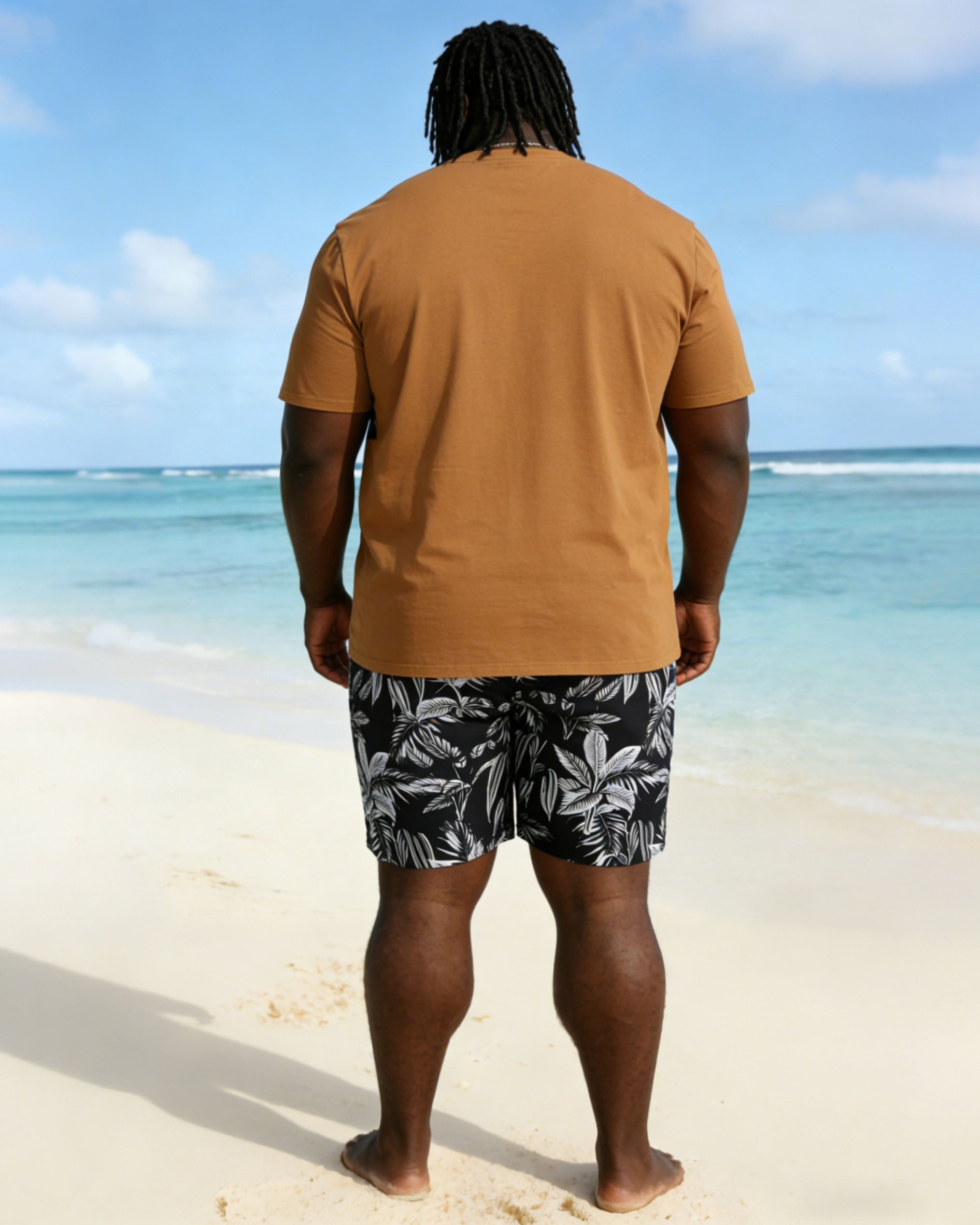 Men's Big & Tall Hawaii New Stitching Printed Short Sleeve T-Shirt Shorts Set