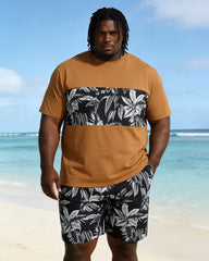 Men's Big & Tall Hawaii New Stitching Printed Short Sleeve T-Shirt Shorts Set
