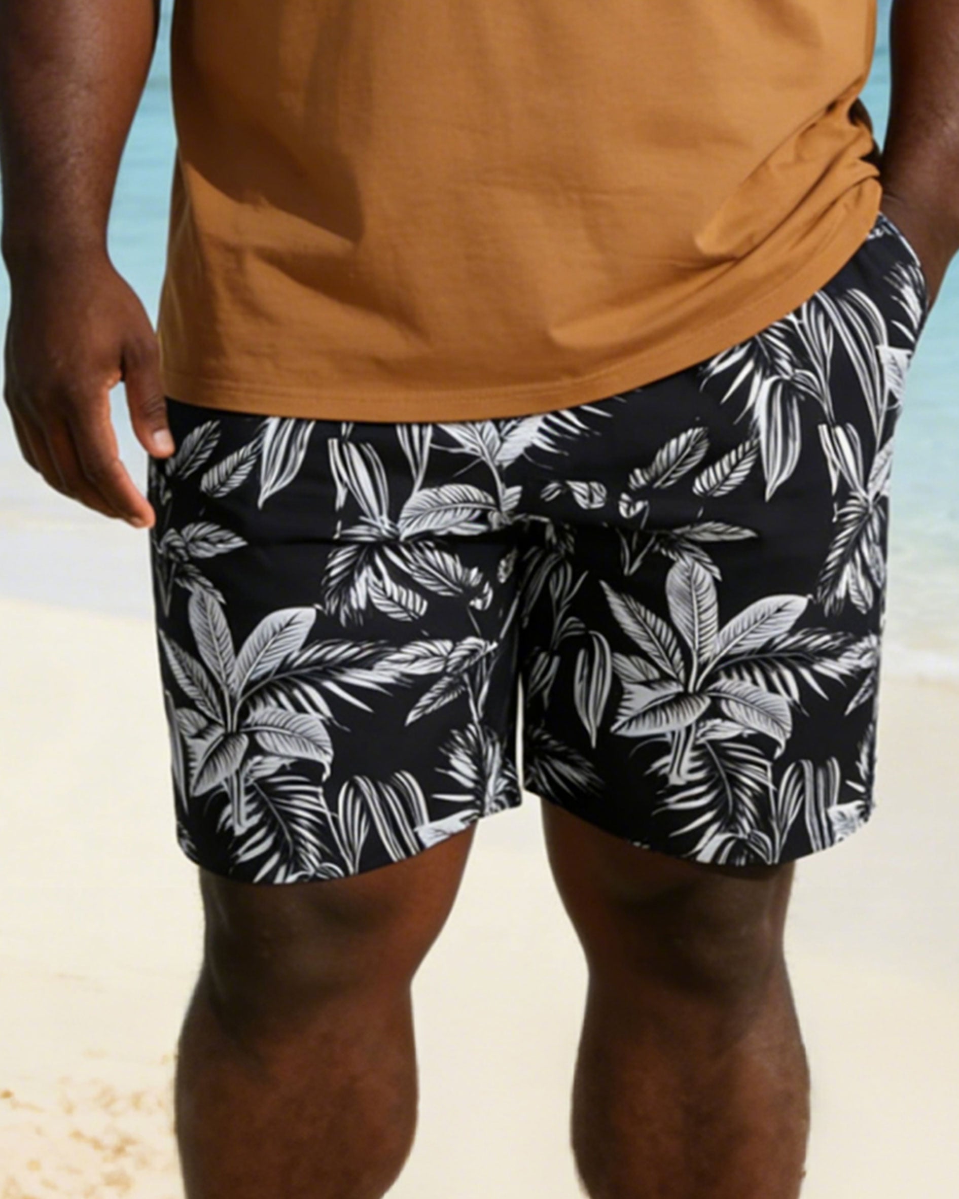 Men's Big & Tall Hawaii New Stitching Printed Short Sleeve T-Shirt Shorts Set