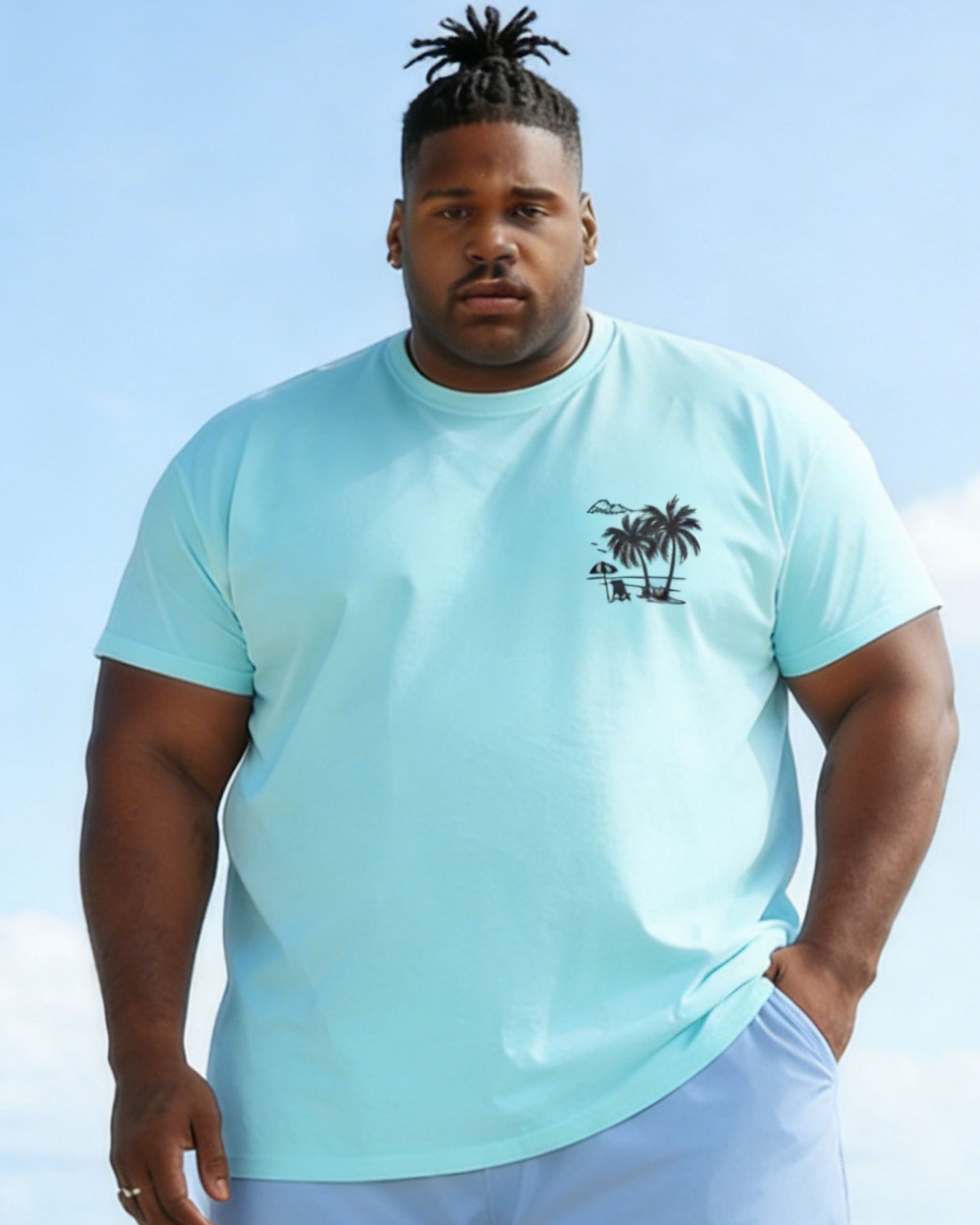 Men's Big & Tall Simple Hard Color Short Sleeve T-Shirt Shorts Set