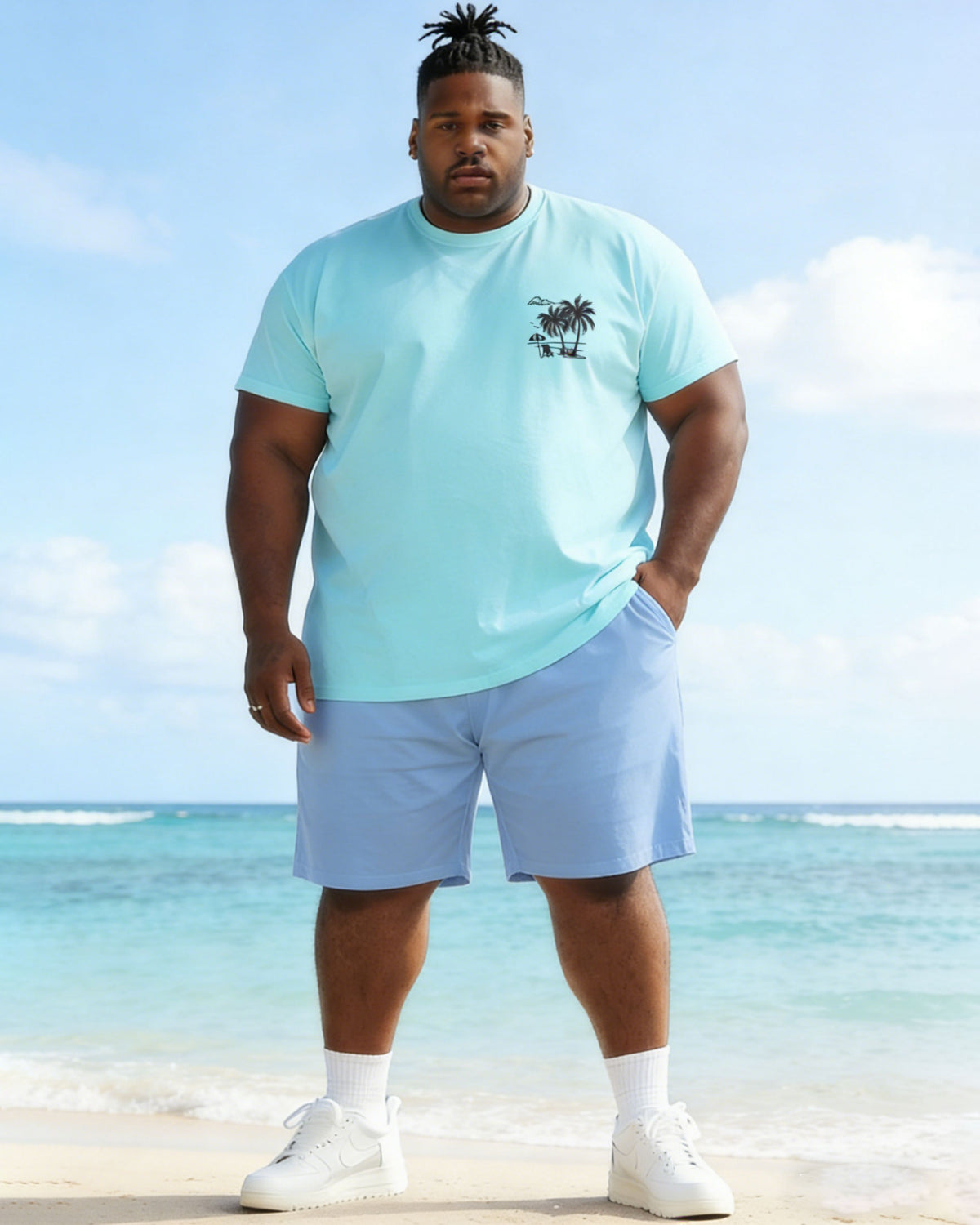 Men's Big & Tall Simple Hard Color Short Sleeve T-Shirt Shorts Set