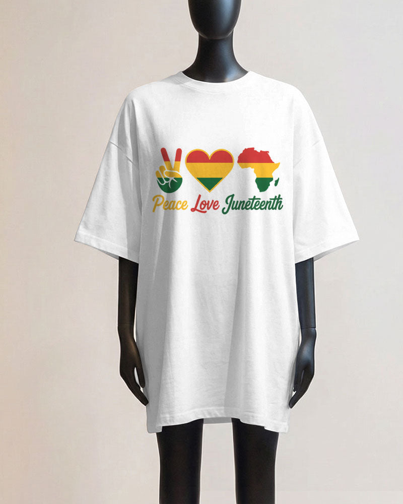Peace, Love, June Day, African American, Black Rights, June 1865 Plus Size T-Shirt