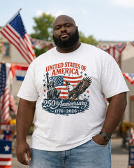 250 Anniversary Of The Founding Of The United States Eagle & Statue Of Liberty Printed T-Shirt