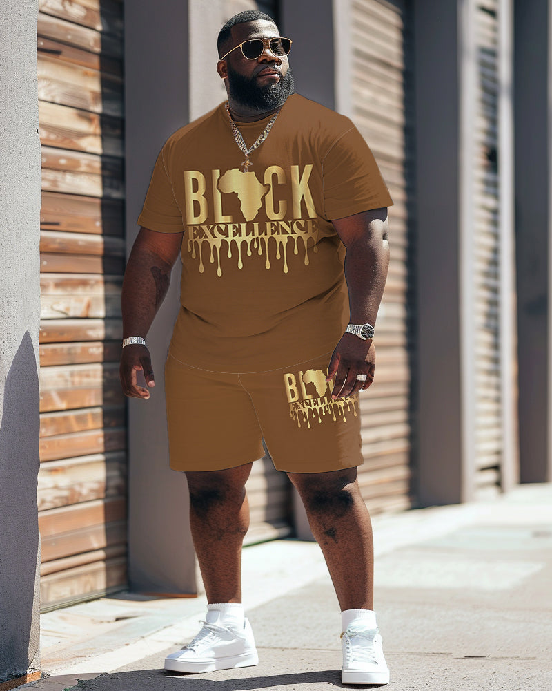 Men's Plus Size Juneteenth Black History Month Print T-Shirt Shorts Set