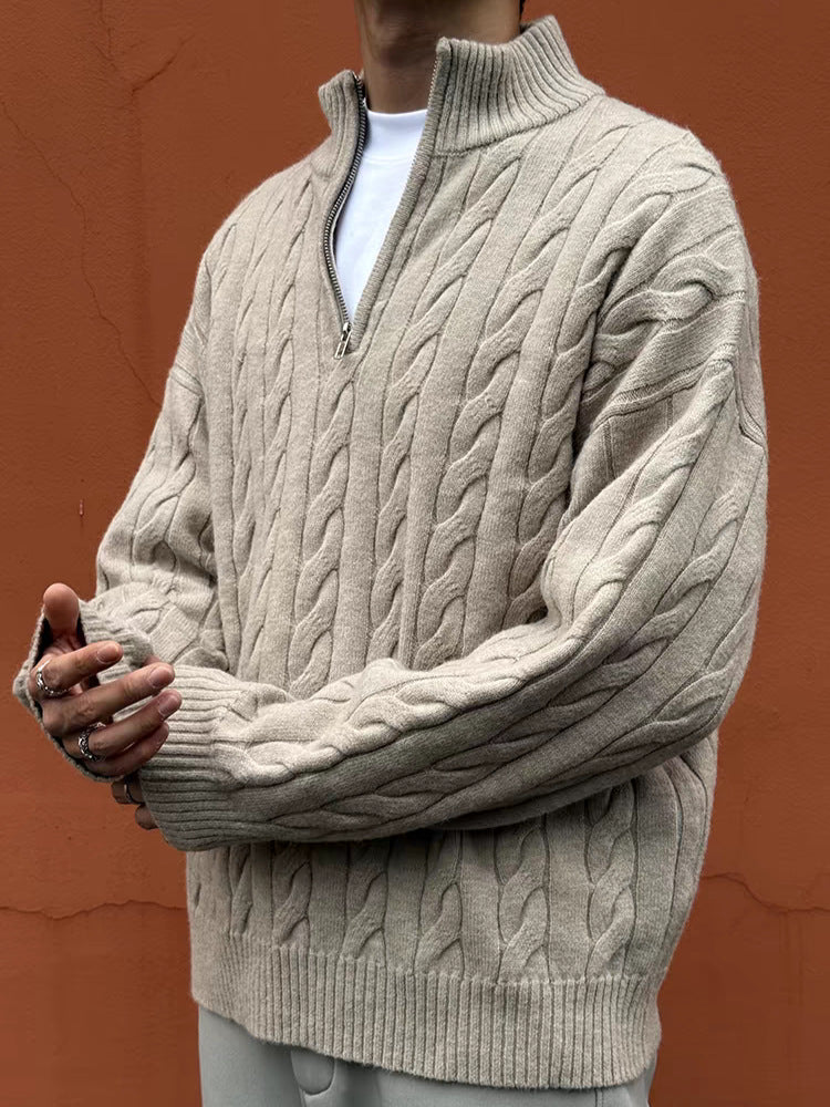 🔥Christmas 50% Off Exclusive ✨Men's solid color zipper sweater, fashionable knit long sleeved