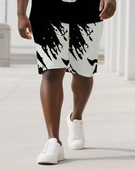 Skulls Don't Fear The Dark Men's Skull Cartoon Casual Big & Tall Short Sleeve T-shirt 2-Piece Set