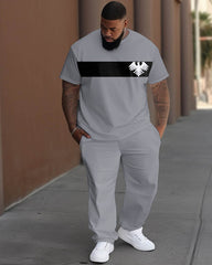 Men's Big & Tall Stitching Icon Eagle Print T-Shirt Pants Set