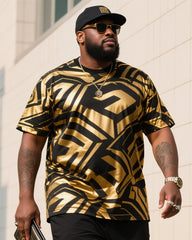 Big Boy Street Fashion Black Art Bronzing Printed Short Sleeve Trousers Suit