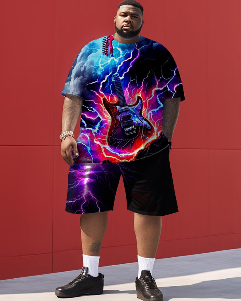 Lightning Guitar Personalized Print Men's Large Size Suit
