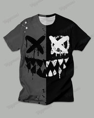 Men's Big & Tall Black Gray Color Block Graffiti Expression Print T-shirt Trousers Set