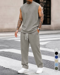 🔥Summer Sets 50% Off Exclusive ✨ Men's Texture Fabric Vest Straight Casual Pants Sports Two-piece Set