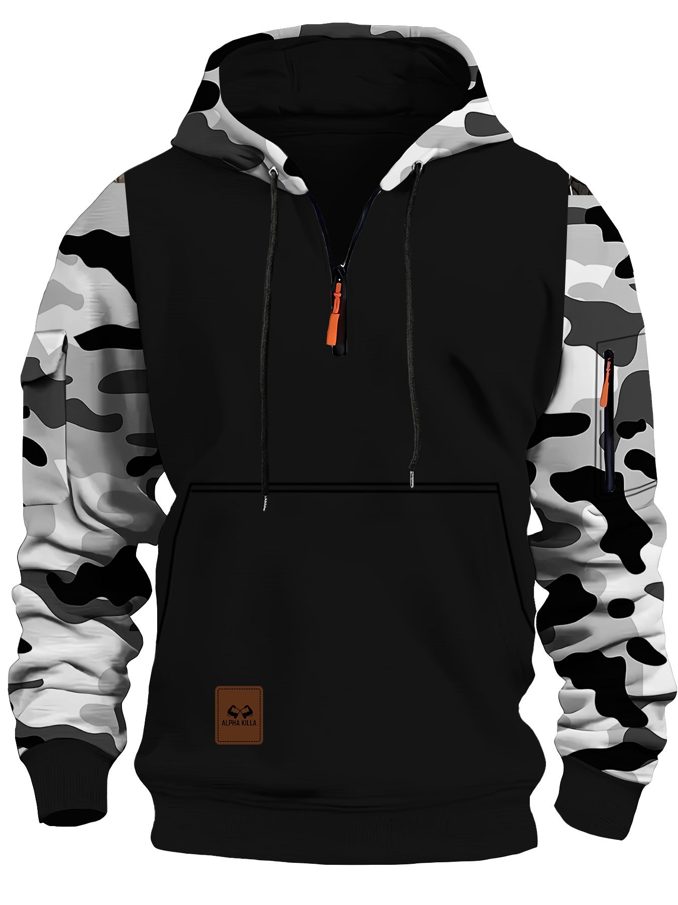 Stitching Hooded Men's Fashion Camouflage American Vintage Zipper Sweater