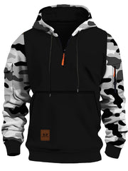 Stitching Hooded Men's Fashion Camouflage American Vintage Zipper Sweater