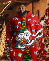Men's Plus Size Christmas Snowman Santa Hoodie Set of Two