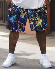 Street Cool Starry Sky Patchwork Printed Large Men's Set