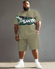 Street Casual Army Green Spelling Camouflage King Letter Print Large Men's Set