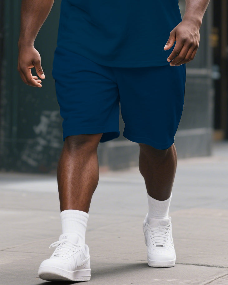 Big Men's Casual MAGA U.S.A Theme Printed 2-piece Short Sleeve T-Shirt Shorts Suit