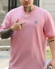 4XL-8XL Big & Tall Men's Daily Casual Embroidered Bear Printed Cotton Round Neck Short Sleeve T-Shirt