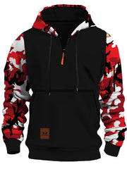 Stitching Hooded Men's Fashion Camouflage American Vintage Zipper Sweater
