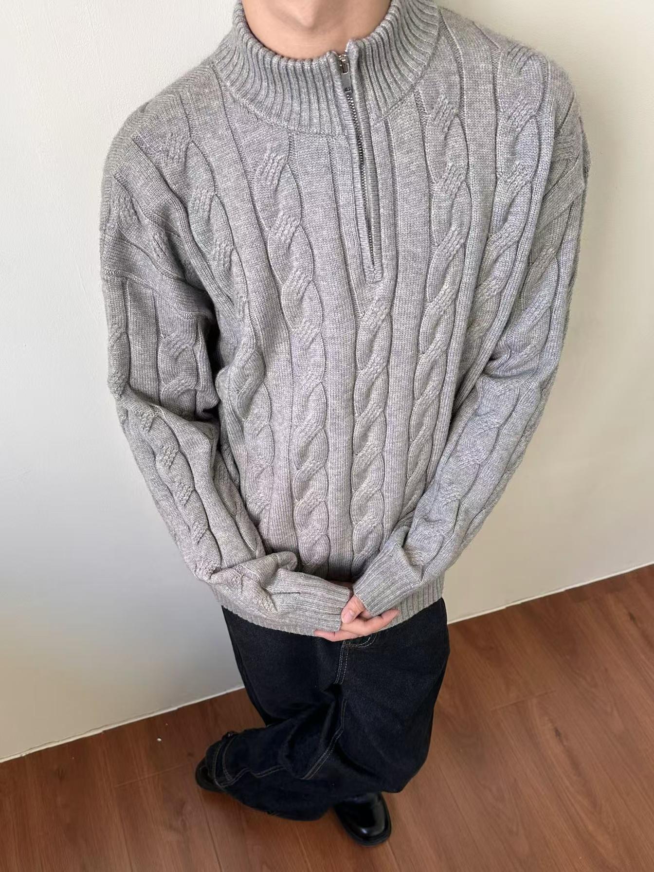 🔥Christmas 50% Off Exclusive ✨Men's solid color zipper sweater, fashionable knit long sleeved