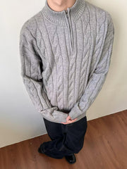 🔥Christmas 50% Off Exclusive ✨Men's solid color zipper sweater, fashionable knit long sleeved