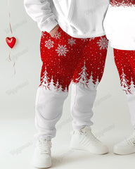 Couple Matching Big and Tall Merry Christmas Snowflake Hoodie Pants Set