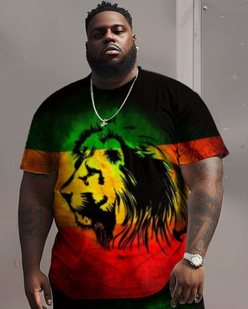 Street Cartoon Red And Green Block Printed Large Men's Suit