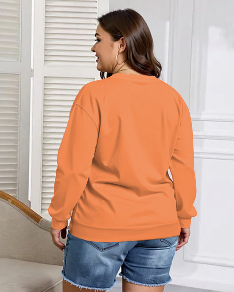 Women's Big And Tall Solid Color V-Neck Kangaroo Pocket Pullover Sweatshirt