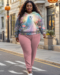 Flower Ghost Ladies Long Sleeve Hoodie Plus Size Suit