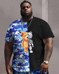 Street Casual Camouflage Colorblock Bear Print Large Men's Set