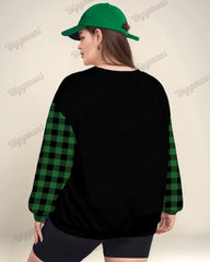 Women's Plus Size Faith Hope Love Snowman Plaid Print Long Sleeve Sweatshirt