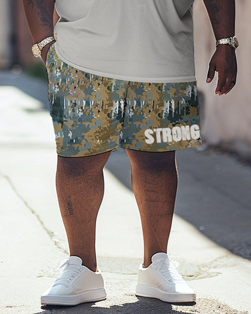 Camouflage Color Block Personalized Print Large Men's Suit