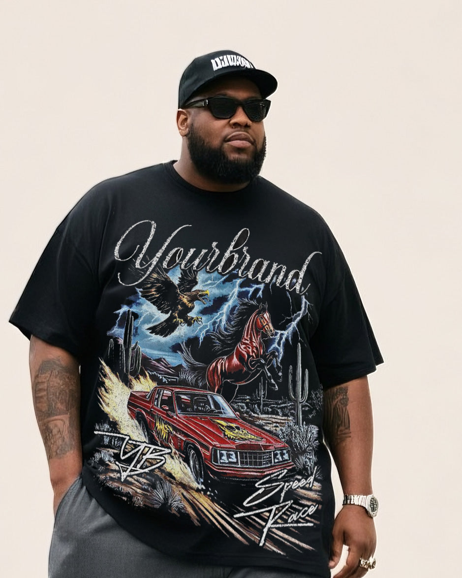 Big Boy Essential Fashion Street Trend Racing And Eagle Alphabet T-Shirt Trousers Suit