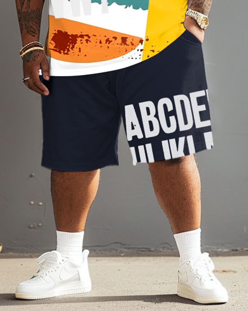 Street Casual Colorful Graffiti Print Large Men's Suit