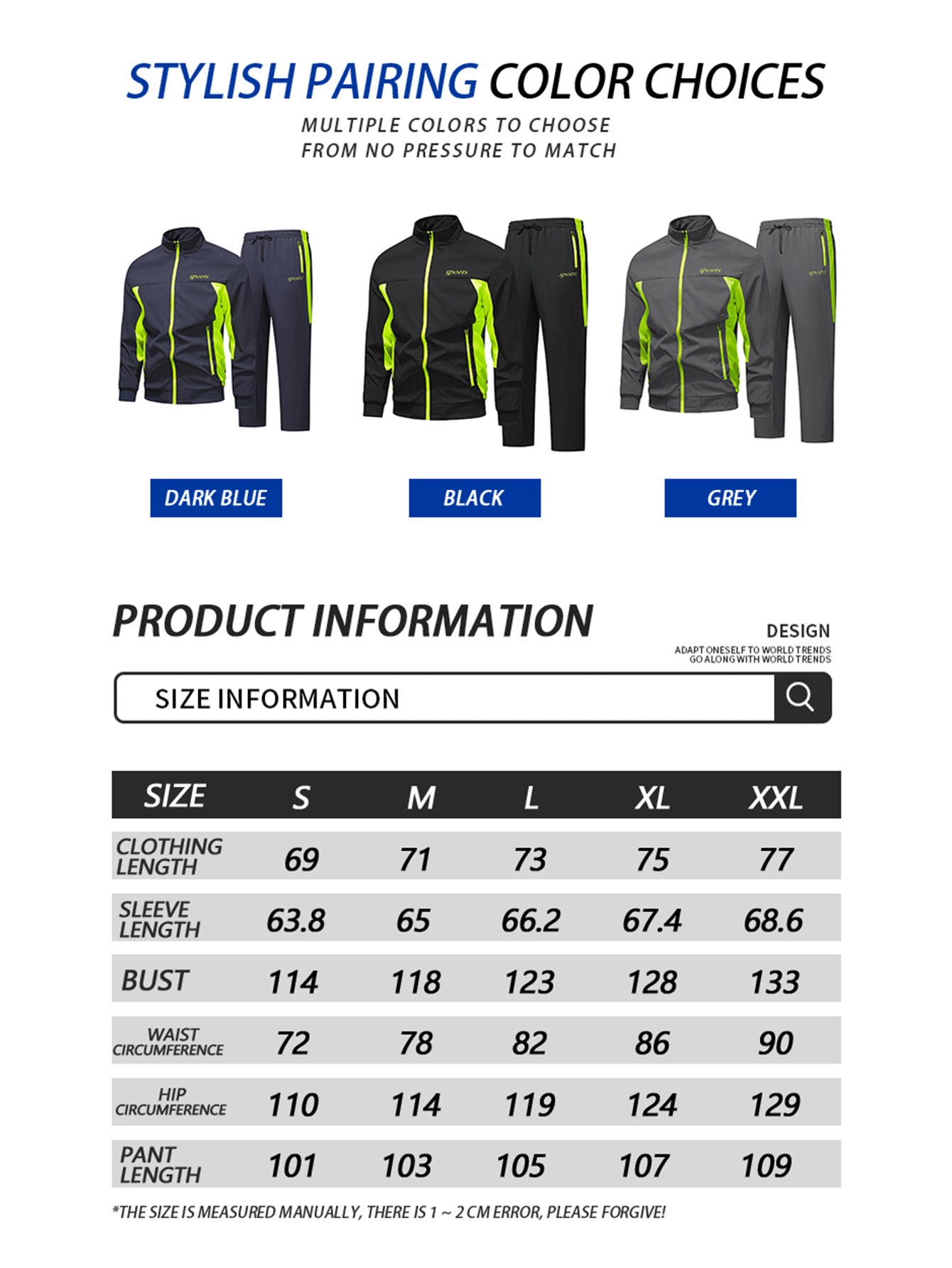 Men's Fall and Winter Outfits Tracksuits Sweatsuits 2 Pieces