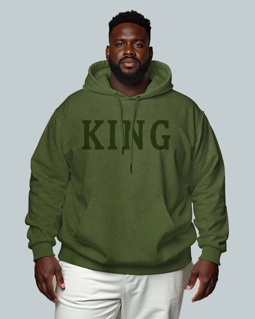 Cotton-Simple Letter King Men's Loose Oversized Hoodie