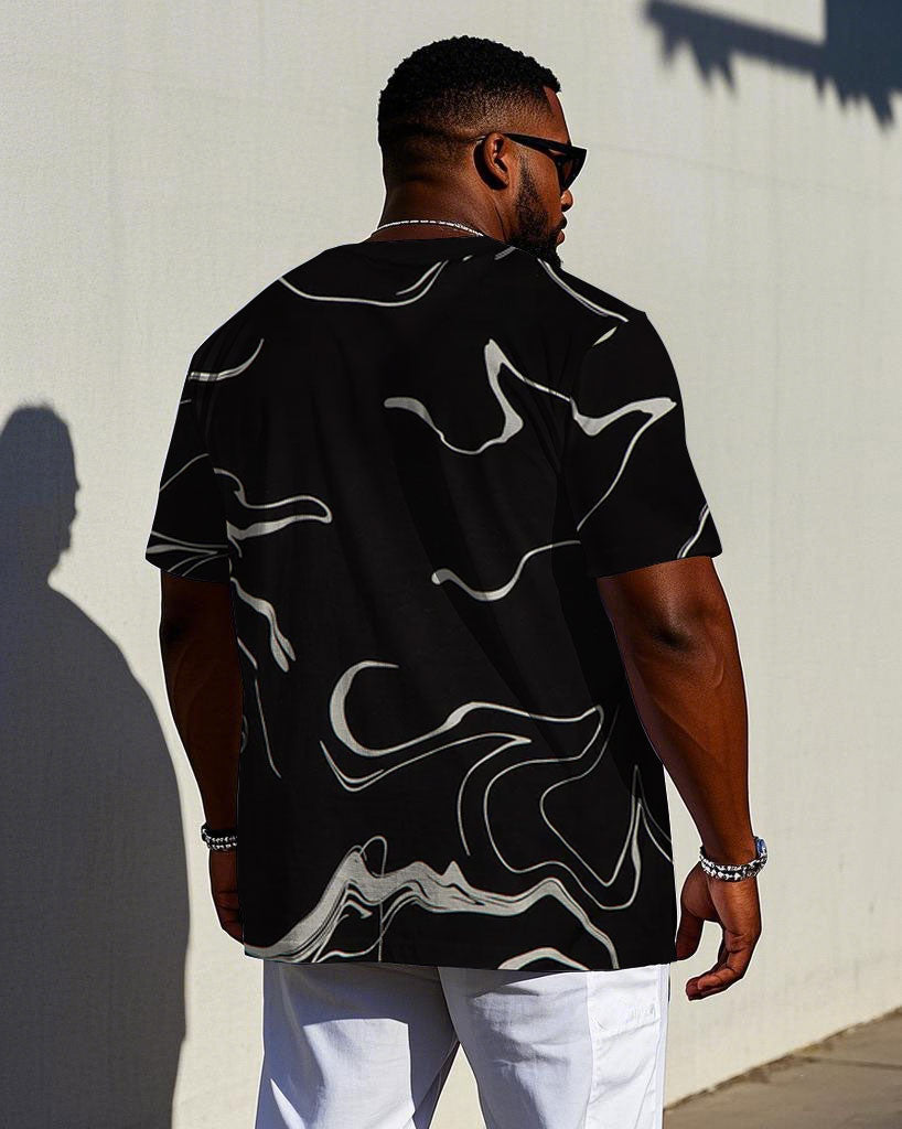 Men's Plus Size Black Quicksand Short Sleeve T-shirt