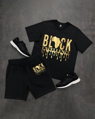 Men's Plus Size Juneteenth Black History Month Print T-Shirt Shorts Set