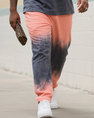 Big Boy Street Fashion Grey Gradient Pink English Print Short Sleeve Trousers Suit