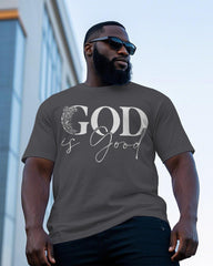 Men's Casual GOD Is Good Artistic Letter Fashion Floral Printed Short Sleeve T-shirt