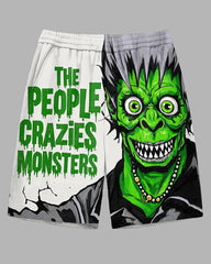 Men's Big & Tall Weird Fashion Ugly Monster Artistic Letter Printed Casual Sporty Shorts
