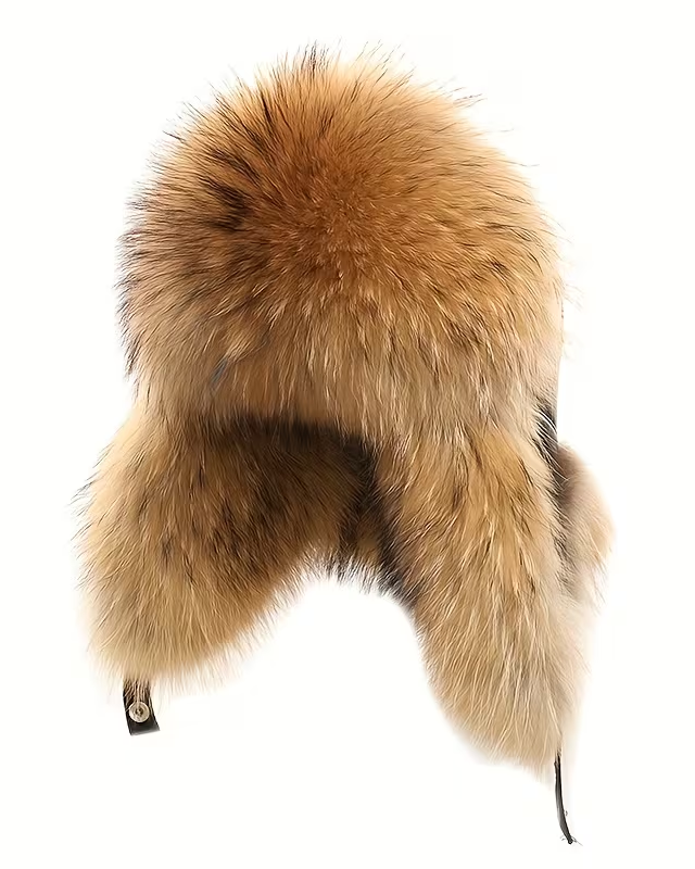 Faux Leather Adjustable Ear-Flap Thickened Warm Hat - One Size Fits All