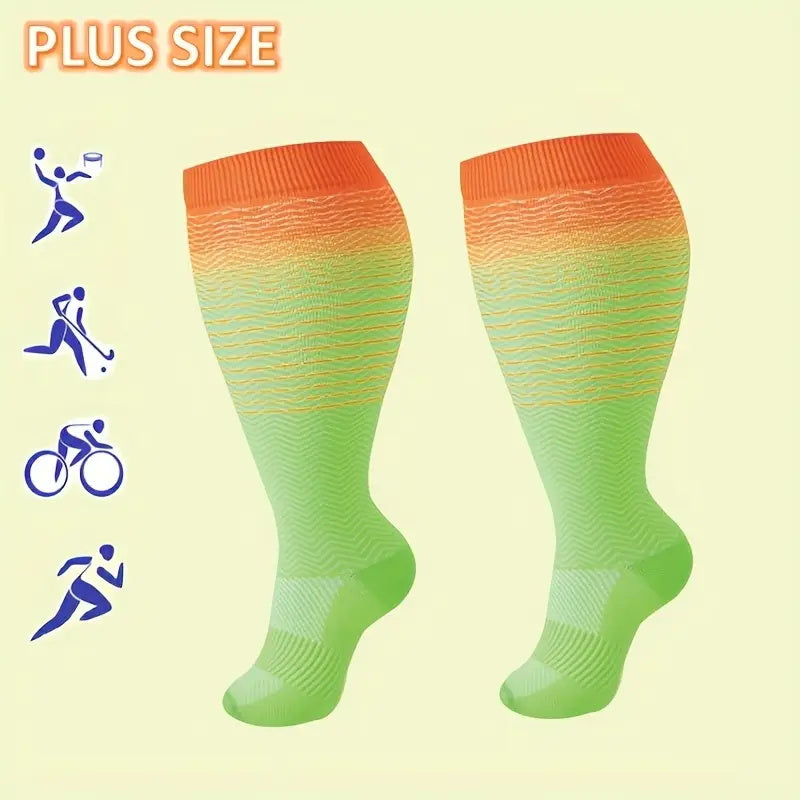 2XL-7XL Colorful Striped Running Fitness Compression Socks,For Obese Men And Women Sports Socks