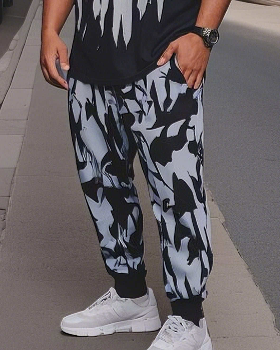 Big Shot. Revenge-Print Suit Short-Sleeve Trousers