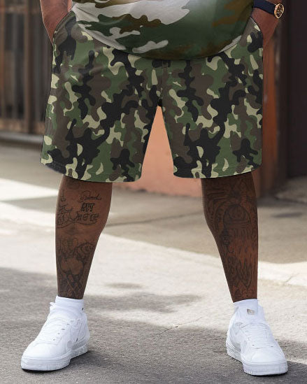 Street Casual Camouflage Letter Print Big Men's Set