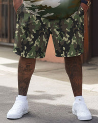 Street Casual Camouflage Letter Print Big Men's Set