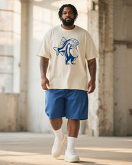 Big & Tall Men's Trippi Troppi Hand-Painted Printed Round Neck Short Sleeve T-Shirt Shorts Suit